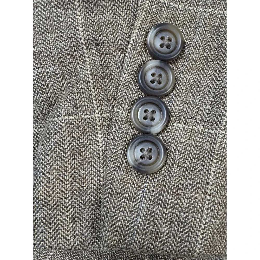 Jos A Bank Mens Blazer Jacket Silk Wool‎ Linen Windowpane Plaid Beige Tan 42R